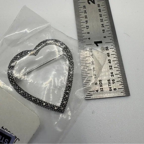 Vintage Sterling Silver Brooch Pin .925 Marcasite - Picture 7 of 7